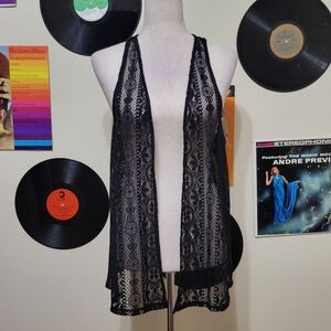 Maurices | Black Mixed Knit Open Boho Vest